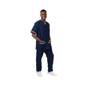V-Neck Scrub Top Navy/White 3Xl