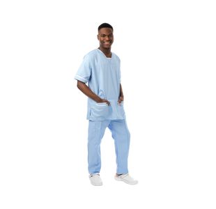 V-Neck Scrub Top Sky Blue/White 2Xl