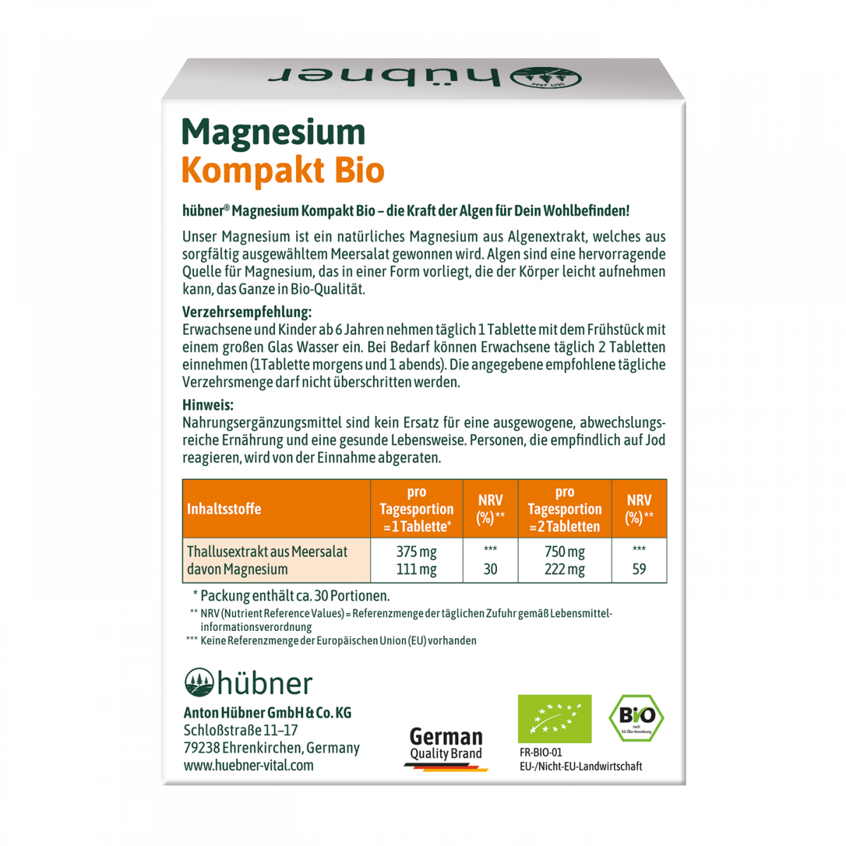 hübner Magnesium Kompakt BIO