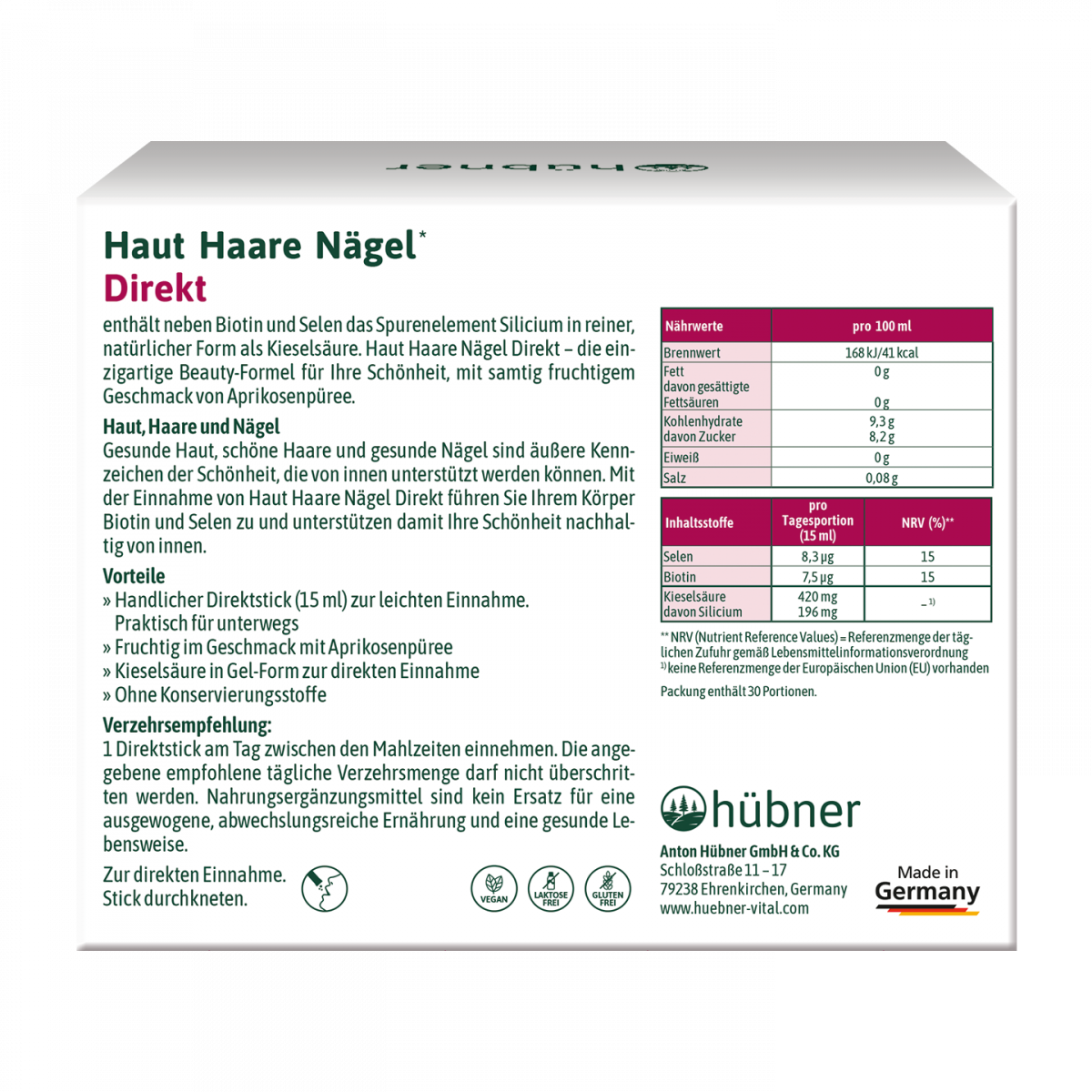 hübner® Haut Haare Nägel Direkt Aprikose hinten