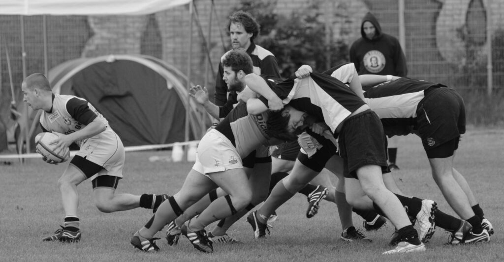 Rugby-Spielsituation auf dem Feld beim Schietwettercup