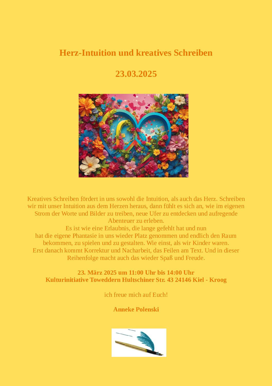 Kiel: HERZINTUITION & KREATIVES SCHREIBEN
