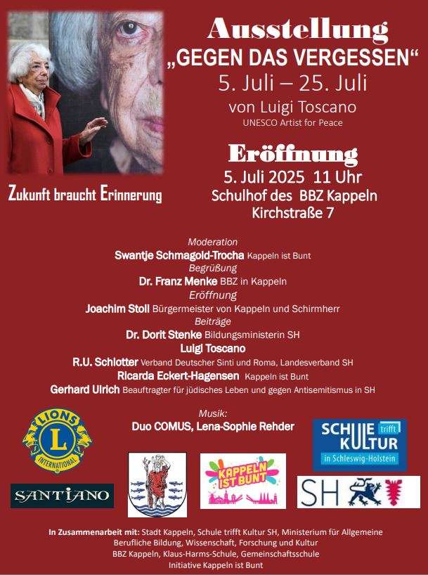 Kappeln: Ausstellung „Gegen das Vergessen“ von Luigi Toscano
