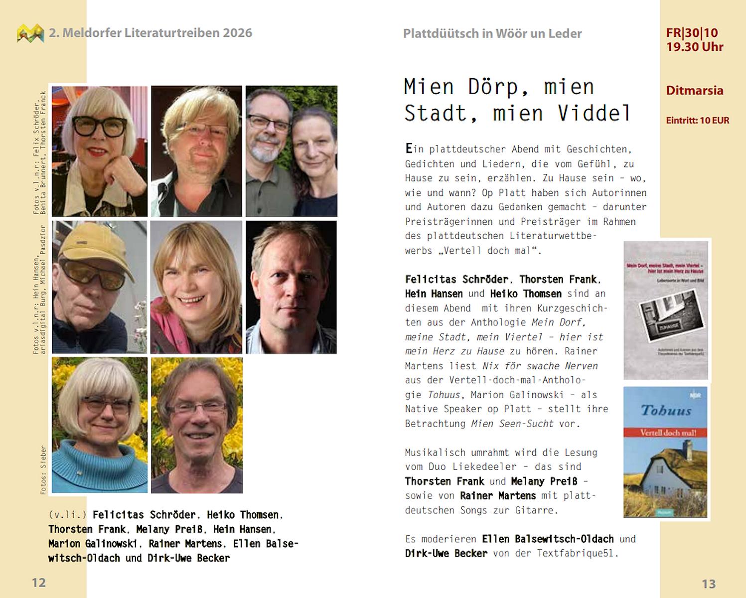 Autorenlesung „Mien Dörp, mien Stadt, mien Viddel - hier is mien Hart to Huus“