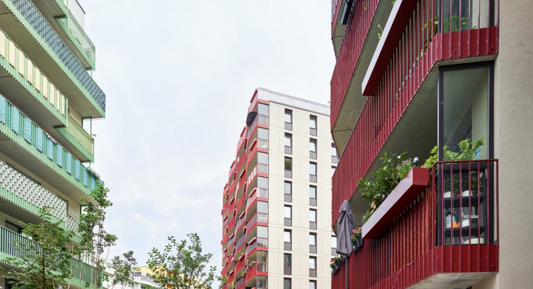 Quartier Kuku23 in Wien-Atzgersdorf von Heimbau und Ah!, geplant von Dietrich Untertrifaller und Schenker Salvi Weber